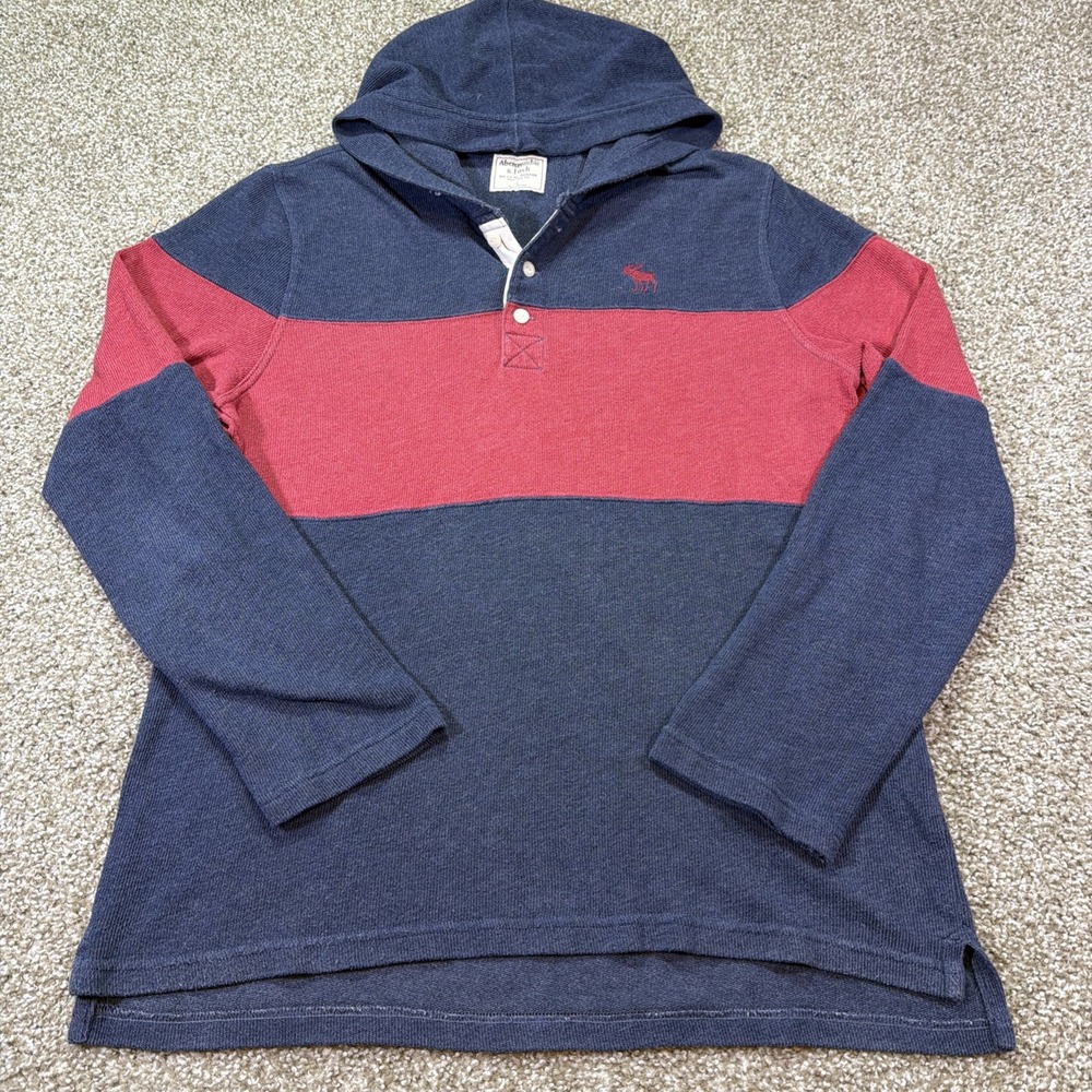 Vintage Abercrombie And Fitch Hooded Rugby Striped Size Large Soft Texture